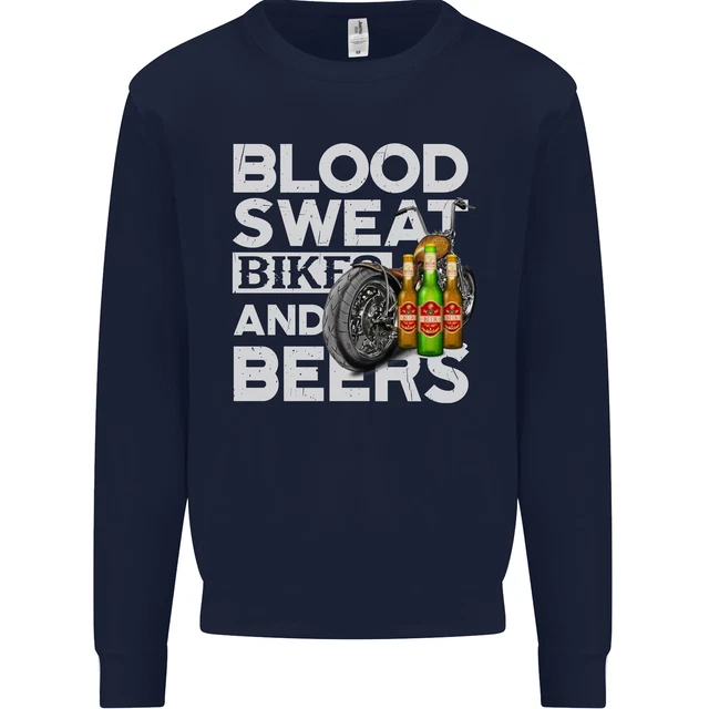 Felpa da uomo Blood Sweat Bikes & Beer divertente moto 3