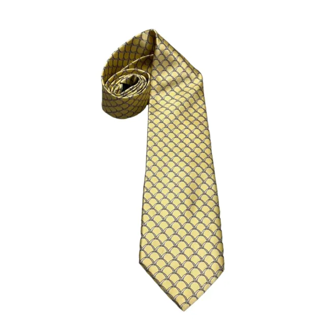 PAOLO BY PAOLO GUCCI Neck Tie Yellow Blue  Geometric Horsebit 100% Silk Italy