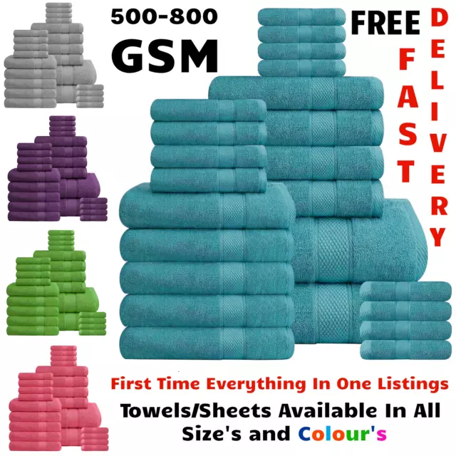 Luxury 100% Egyptian Cotton Soft Face Hand Bath Towel Sheet Bale Set 500-800 GSM