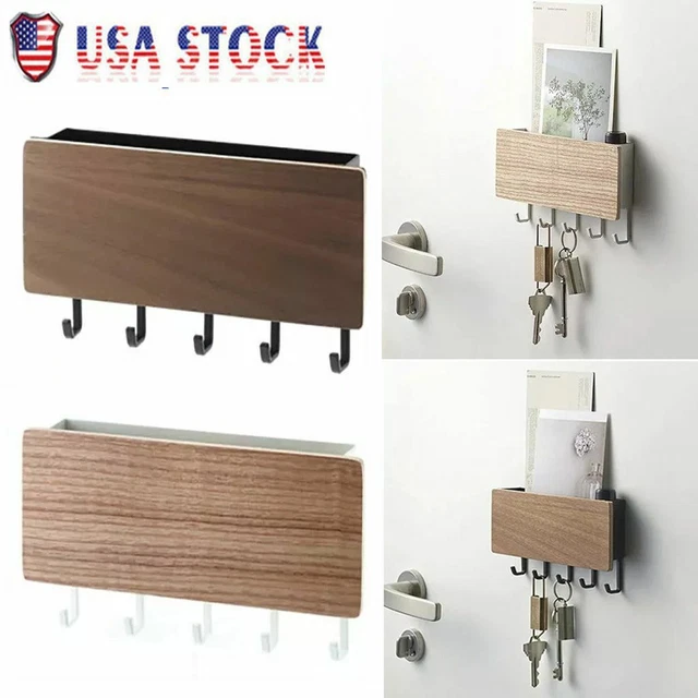 Wooden Door Hanger Wall Mount Hooks Key Holder Rack Organizer Letter Box Mail US