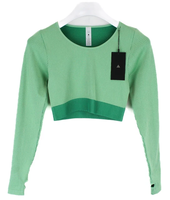 VITALITY The Nova Top T-Shirt M Da Donna senza Cuciture Corto Manica Lunga Verde