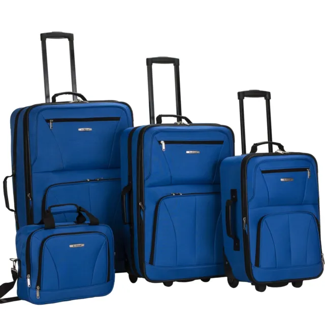 Rockland Journey Softside Upright Luggage, Blue, 4-Piece (14/19/24/28)