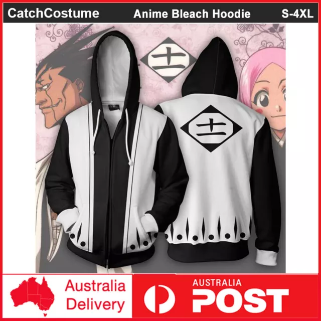 Anime BLEACH Cosplay Costume 3D Hoodie Sweatshirt Jumper Hooded Coat Jacket