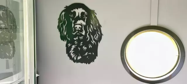 Großer Cocker Spaniel Metall Wandkunst Denkmal Skulptur Geschenk 400 mm App. LACKIERT 2