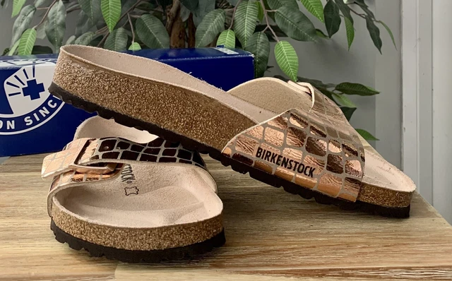 birkenstock madrid gator gleam copper