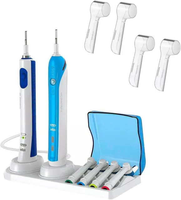 BASE DI SUPPORTO per spazzolino elettrico Oral-B e testine + 4 copri testine  EUR 17,94 - PicClick IT