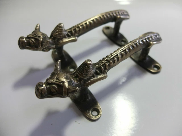 Vintage Antique Style Solid Brass Pair Of Cabinet Door Handles ....Drawer Pulls
