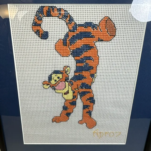 Winnie the Pooh Tigger Enmarcado Punto de Cruz Enmarcado Arte Bordado Enmarañado Con Vidrio