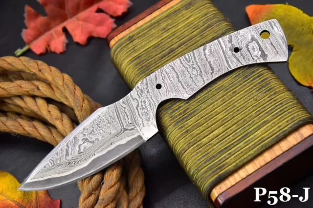 Custom 8.0"OAL San Mai Damascus Steel Blank Blade Hunting Knife Handmade (P58-J)