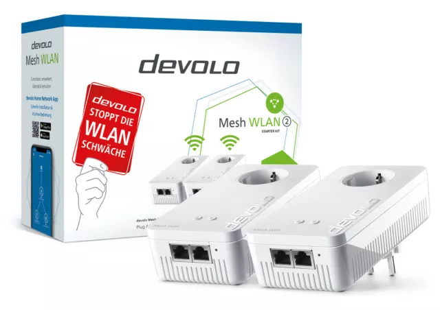 Devolo Mesh WLAN 2 Démarreur Kit Powerline 2x Gigabit Lan Prise Mesh-Tri-Band