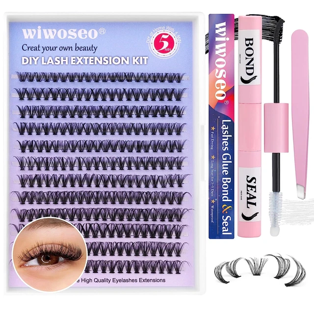 Kit de extensión de pestañas hágalo usted mismo pestañas en racimo 240 piezas racimos de pestañas individual hágalo usted mismo
