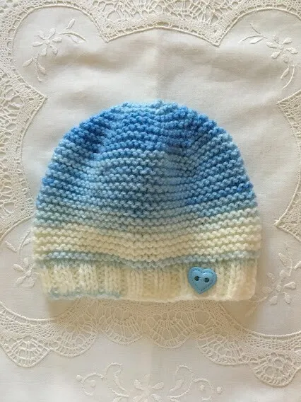 * New Born Plus * Baby Beanie * (Warm) * Blues * Aust Hand Knitted