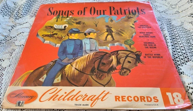 1950s Mercury Childcraft Songs of Our Patriots Red Vinyl Record w Sleeve