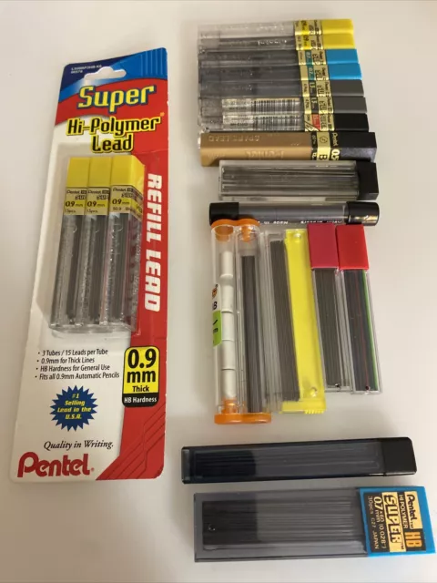 Pentel Super Hi-Polymer Lead Refill 0.9mm Thick HB Tubes PLUS Similar Tubes ab9