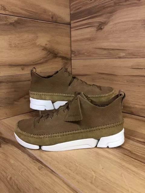 CLARKS TRIGENIC FLEX Trainers shoes in Olive Nubuck Size 6.5 Uk