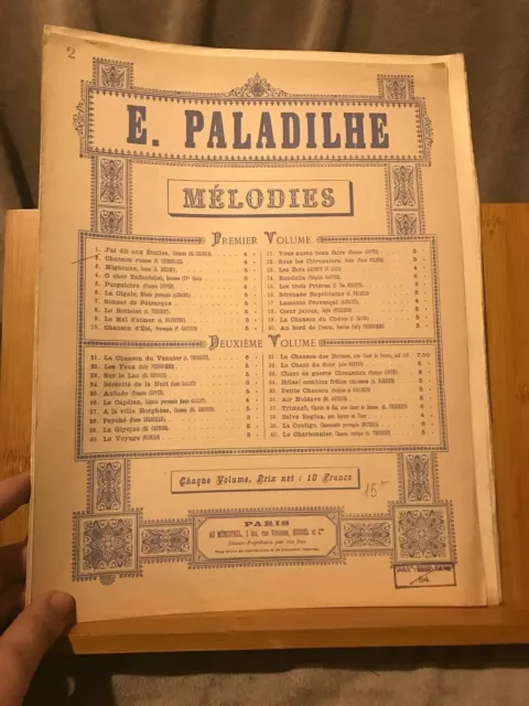 Emile Paladilhe Chanson russe partition chant piano éditions Heugel Cherbuliez