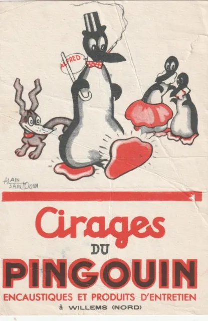 V35 Ancien  Buvard Cirages du PINGOUIN encaustiques et produits entretien WILLEM