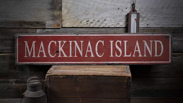 Mackinac Island Sign Rustic Hand Painted Wood Sign HUGE