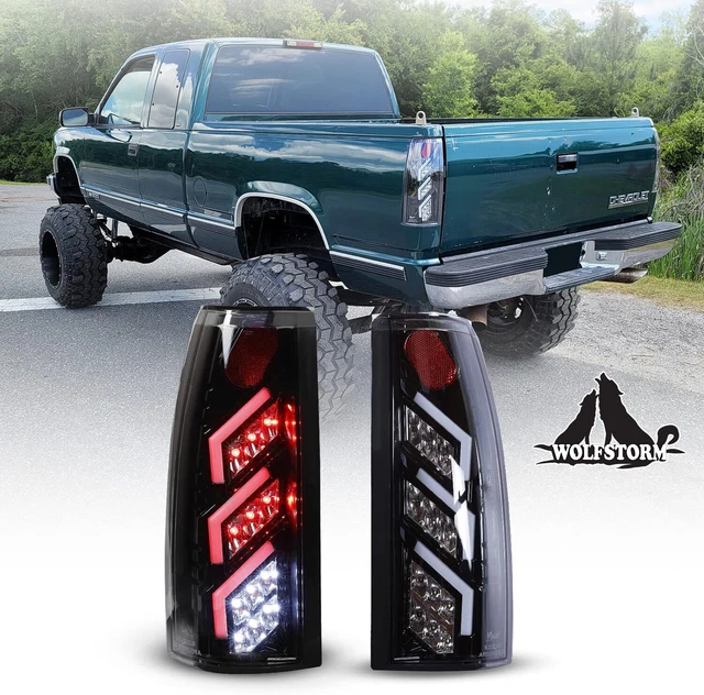 Smoke/Tinted Tail Light Assembly Pair For 1988-1998 Chevy GMC C/K 1500 2500 3500 – Black Housing, DOT/SAE