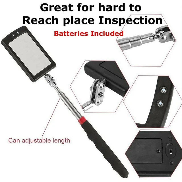 Venta Útil Espejo de Inspección Brillante LED Iluminado Telescópico