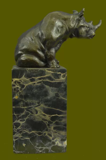 Detailed White Rhinoceros Bronze Rhino Art Figurine Statue Sculpture Hot Cast NR