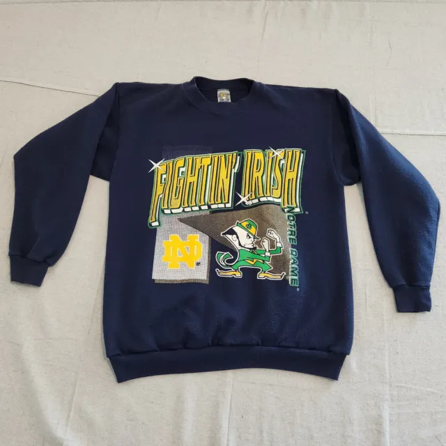 VINTAGE Notre Dame Fighting Irish Sweatshirt Mens XL Blue Football Crewneck