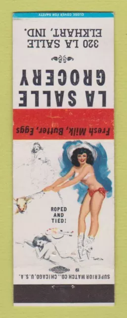 Matchbook Cover - LaSalle Grocery Elkhart IN pinup CREASES