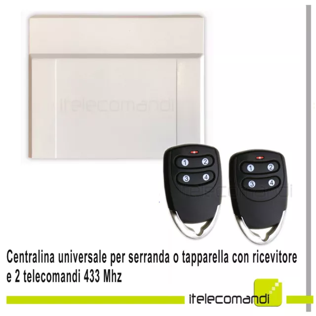 Kit centrale di comando serranda garage + ricevente e 2 telecomandi 433 Mhz