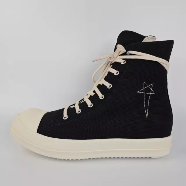 Rick Owens DRKSHDW Ramones Black Canvas High Top Sneakers New Size 42 US 9