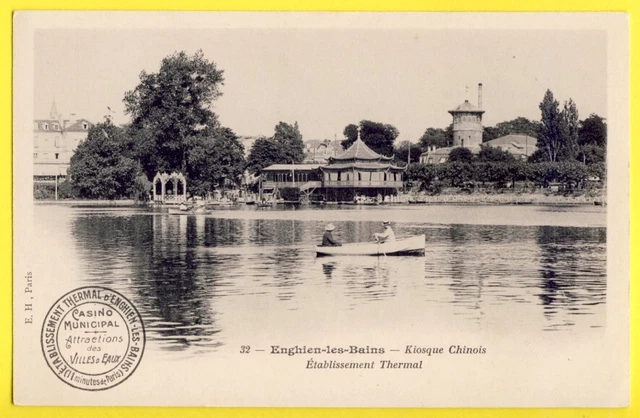 Splendide cpa 1900 ENGHIEN les BAINS KIOSQUE CHINOIS Établissement Thermal