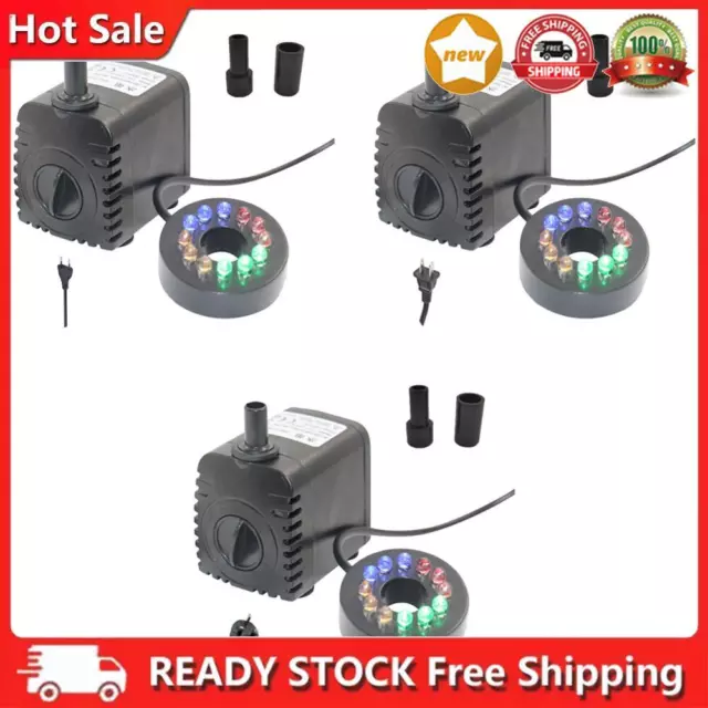 8W 600L/H Submersible Water Pump Aquarium Fish Tank Fountain with 12 LED Lights