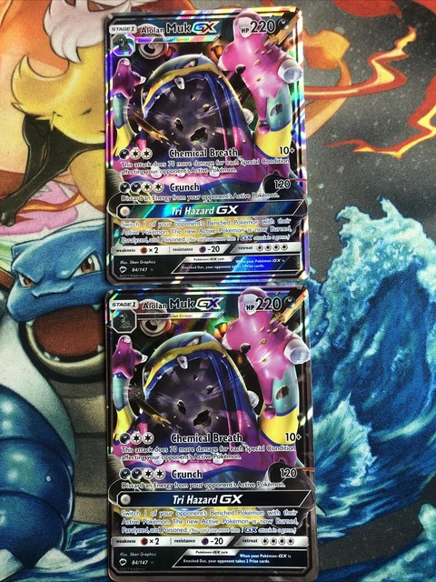 Alolan Muk GX 84/147 Burning Shadows Pokémon Card Holo Rare x2