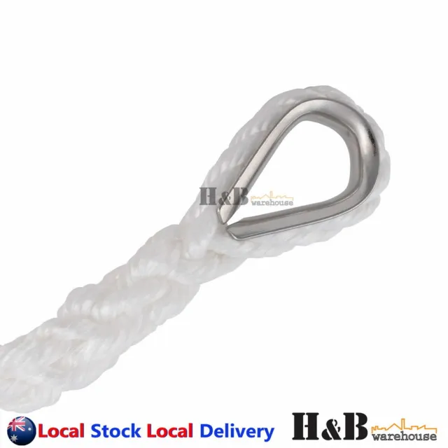 10mm x 100M Anchor Marine Rope Boat Mooring Line Stainless Steel Thimble 3