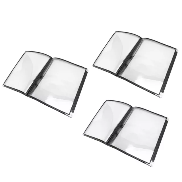 3X Transparent Restaurant Menu Covers for A4 Size Book Style Cafe Bar 6 Pages 1