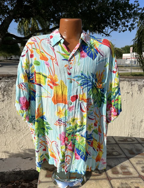 JAMS WORLD Mens Island Life Print S/S Rayon Hawaiian Shirt USA Made XXL