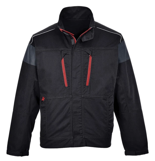 Mens Portwest Work Jacket Tagus Bomber Black Multi Pocket Construction UKS-4XL
