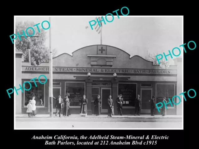 OLD LARGE HISTORIC PHOTO OF ANAHEIM CALIFORNIA THE STEAM BATH PARLOURS c1915