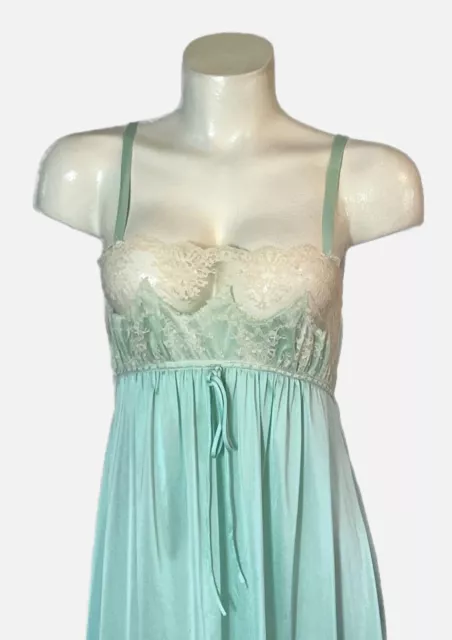 Vintage Kayser Peignoir Gown Set Women Small Mint Green