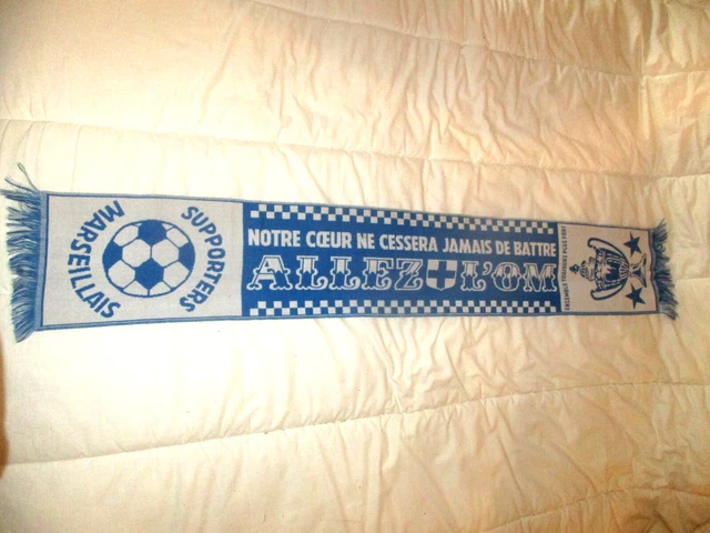 echarpe scarf ancienne ALLEZ L OM MARSEILLE SUPPORTERS NOTRE COEUR NE CESSERA