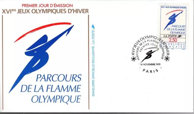 2732 FDC ENVELOPPE 1er JOUR  PARCOUR DE LA  FLAMME JO ALBERTVILLE