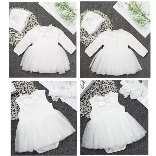 Infant Baby Girls 1st Birthday Outfit Dress Lace Christening Princess Romper Set