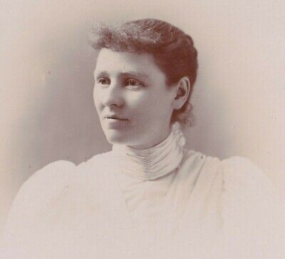 Vtg Cabinet Card Edith Armstrong Attractive Young Woman in White - Whitewater WI