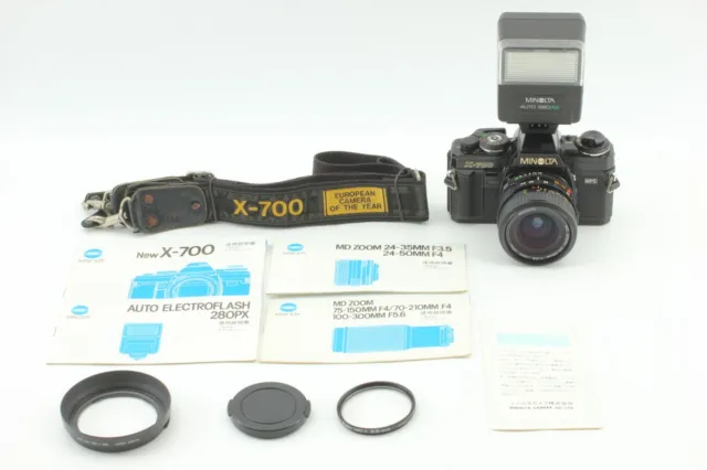 【 EXC+5 】 Minolta New X-700 w/ MD Zoom 24-35mm F3.5 Lens, Auto 280PX Flash #3633