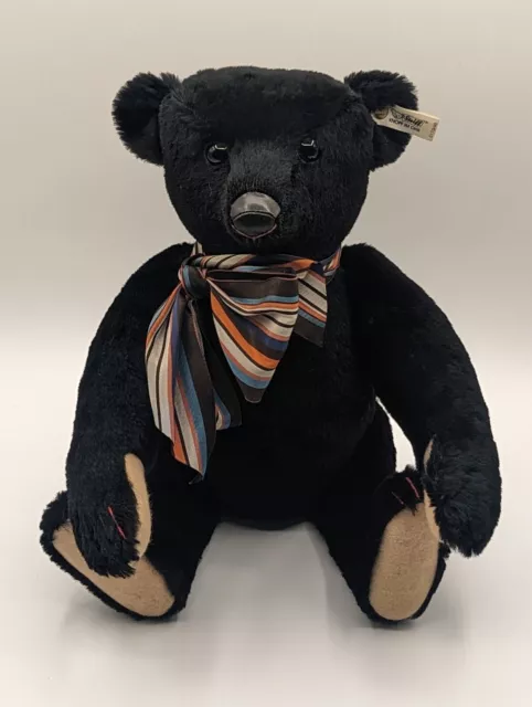 Lovely Vintage LE Steiff Black Mohair Schwarzbar 1907 Replica Teddy Bear 0173/40