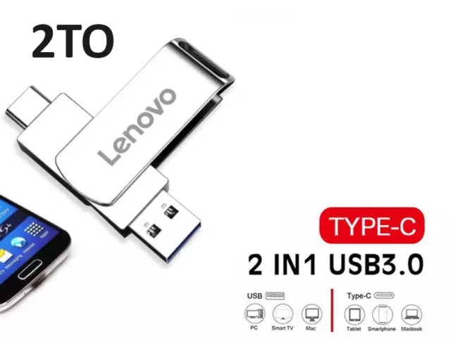 clé USB 2TB type c rotative 2 en 1 pour ordinateur téléphone smartphone. 3