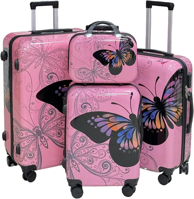 Set Di 3 Valigie Retro Vintage Con Stampa Rosa Floreale - Perfette Per Conservare Ricordi E Regali - Foto 3