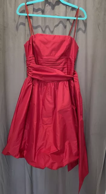 BCBG Max Azria Women's Size 8 Red Silk Party Cocktail Dress Ruched Waist Tie