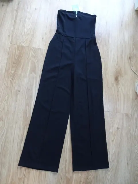 H&M ladies black strapless trousers jumpsuit all in one SMALL UK 8 NEW NWT