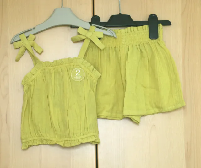 Next Girls 2 Piece Set Yellow Strappy Top & Matching Shorts Age 3 Years BNWT