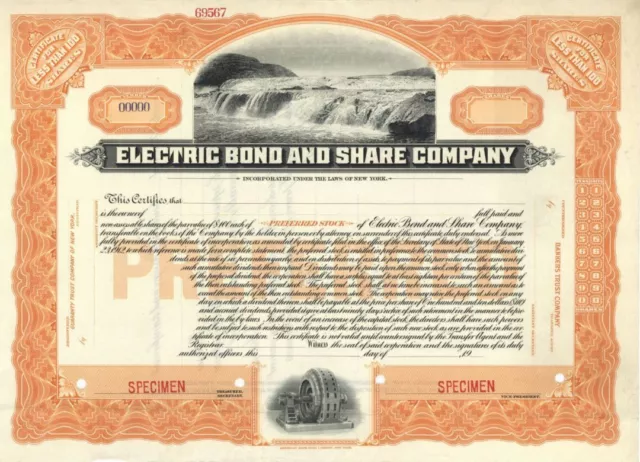 Electric Bond and Share Co. - Stock Certificate - Specimen Stocks & Bonds